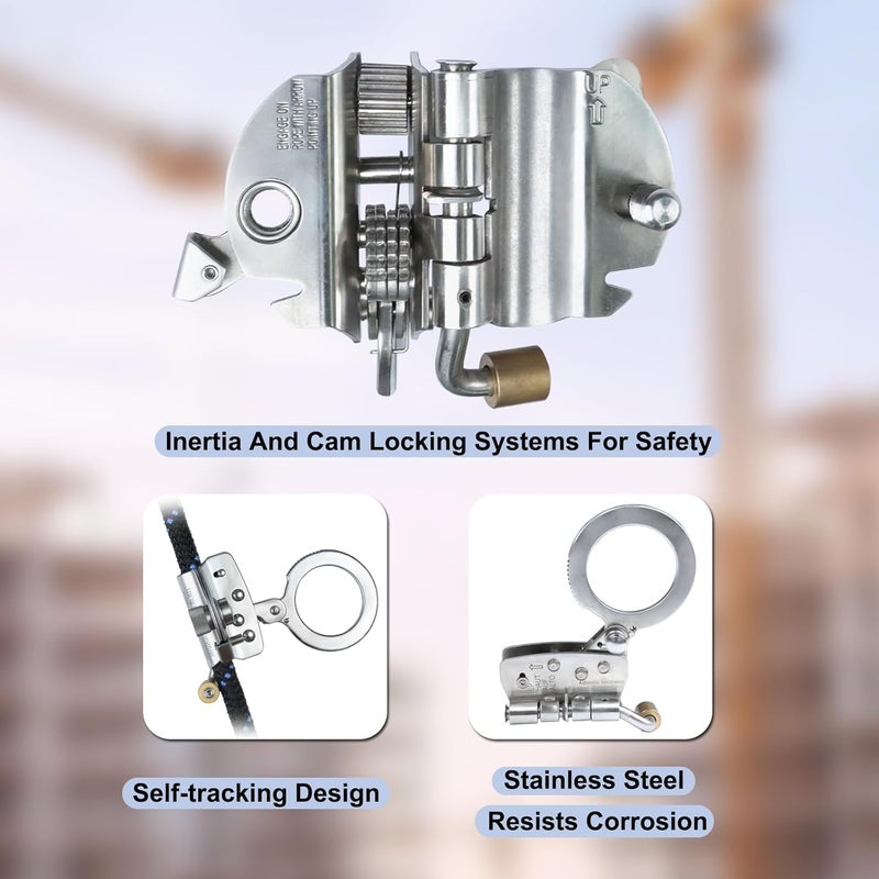 FHFallArrest Stainless Steel Anti Panic Trailing Rope Grab, for 5/8" Rope Diameter Fall Protection - Image 4